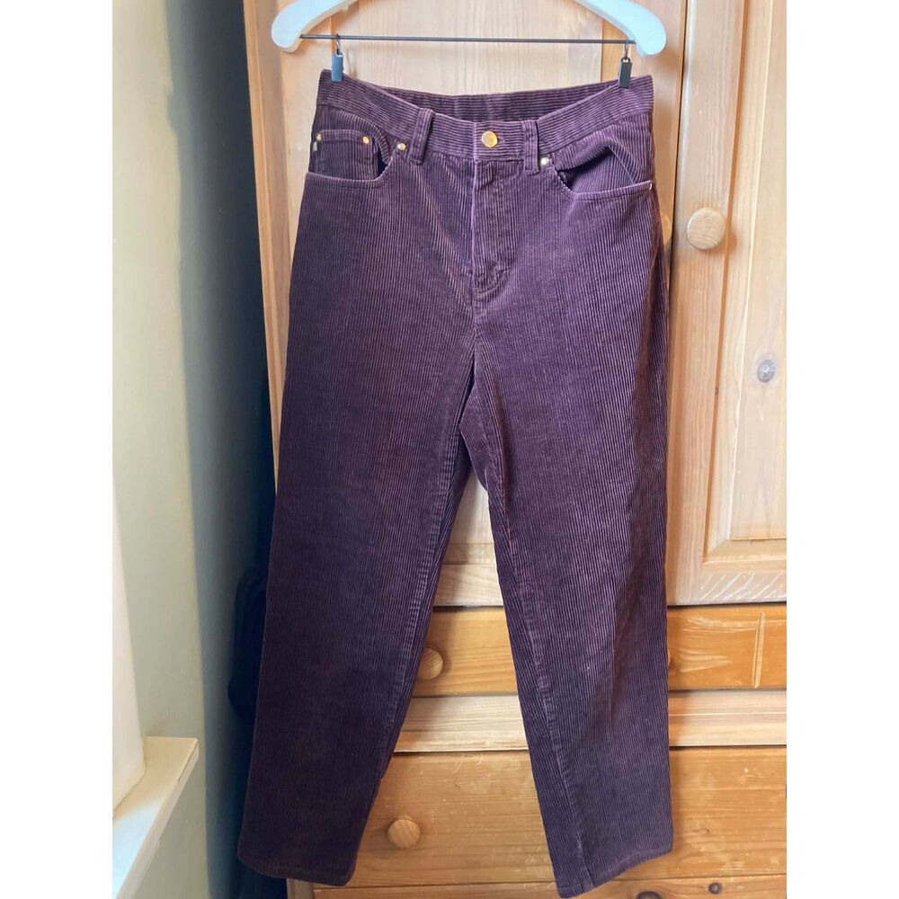 Ralph Lauren Vintage Corduroy Straight Leg Pants in Brown/Berry